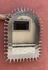 PUNCHED TIN MIRROR hacienda style mirror, folk art, handmade 16''inch picture