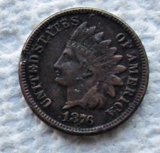 1876 Indian Head Cent Rare Key Date XF Detail Full Liberty Cleaned Corroded picture