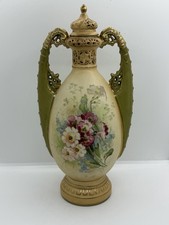 ANTIQUE 19TH-CENTURY ROYAL VIENNA PORCELAIN FLORAL VASE GOLD MADE IN AUSTRIA picture