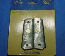 Vintage NOS Jay Scott 33 Colt 1911 Officers Model Laminated White Pearl grips picture