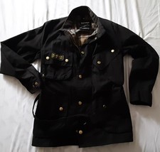 BARBOUR INTERNATIONAL MENS MOTORCYCLE JACKET MEN M WAXED COTTON BRASS ZIP EUC picture