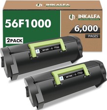 2 pack 56F1000 56F1H00 Black Toner Cartridges Compatible for Lexmark picture