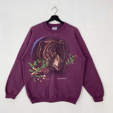 Vintage Grizzly Bear Sweatshirt Wildlife Animal Nature Top picture