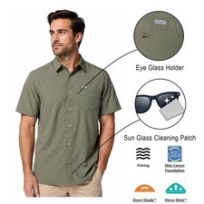Columbia Men's Cypress Shirt Slack Tide PFG Camp Shirt UPF 50 S/S (316) picture