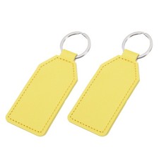 2pcs PU Leather Key Fob Car Keychain Key Holder, Lemon Yellow picture