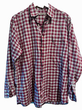 Daniel Cremieux Signature Collection L Plaid Burgundy Cotton Button-Up picture