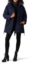 NWT CLUB MONACO Waist Drawstring Navy Trapeze Puffer Coat Jacket Size CS $150 picture