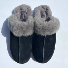UGG Scuffette II Suede Shearling-Lined Slip-On Slippers Black/Gray US 8 picture