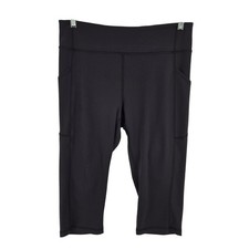 Lululemon Pants Womens Medium Black Cropped Pocket High Rise Yoga Athletic Gym picture