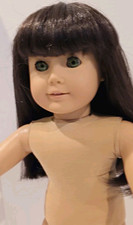 American Girl Doll Dark Brown Straight Hair Bangs Green Eyes picture