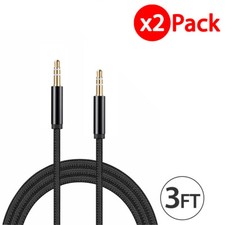 2x 3.5mm Braided Male to Male Stereo Audio AUX Cable Cord for PC iPod CAR iPhone picture