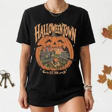 Vintage Halloween Town Est 1998 Pumpkin Graphic Spooky T-Shirt Size S-5XL picture
