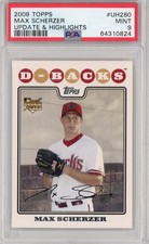 Graded 2008 Topps Update & Highlights Max Scherzer #UH280 Rookie Card PSA 9 picture