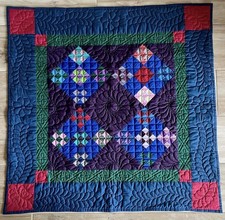Vintage Amish Handmade 9 Patch Variation Quilt Wall Hanging Lap Quilt 42 x 41 picture