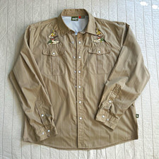 Howler Bros Tan Striped Embroidered Hula Girl Snap Gaucho Shirt spring 2013 picture