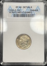 1926-D Mercury Silver Dime 10c ANACS XF45 Details Soapbox picture