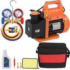 4.5 CFM AC Vacuum Pump and Gauge Set for R134a R12 R22 R502 AC Vacuum Pump Kit f picture