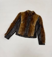 Vintage Turkistukku Oy Finland Real Leather Jacket Real Fox Fur Brown Winter Coa picture