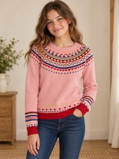 Hannah Anderson Fair Isle Sweater Girls 14-16  Measures Women’s Small #278CL picture