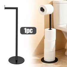 24'' Freestanding Toilet Paper Holder Stand Matte Black Stainless Steel Multiuse picture