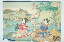 Japanese Color Woodblock Print Set 1863 Original by Utagawa Kunisada 0310E20 picture