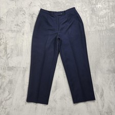 Vintage Koret Pants Womens 14 Blue Wool Blend High Rise Crop Capri Lined Preppy picture