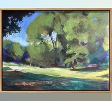 PDQ Artist Original Painting Landscape Trees Hills Impressionism Acrylics 18x24 picture