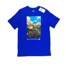 The Nike Tee Move with Nature Mens Blue Size Medium Tall Graphic T-Shirt picture