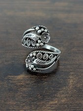 Elsie Yazzie Vintage Navajo Indian Sterling Silver Bypass Ring Size 7-11 picture