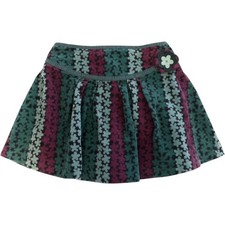 Gymboree Skort Girls 6 Teal Purple Floral Corduroy Pleated Flower Y2K 2005 picture