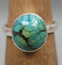 Number 8 Eight Turquoise Ring Sterling Silver Webbed Vtg Southwest NOS NEW sz 8 picture