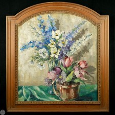 Vintage Original Impressionist Floral Still Life Oil on Canvas By Ann Cochran picture