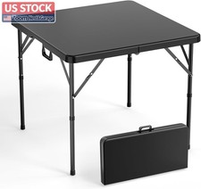 US Stock VINGLI 34in Bi Folding Table Portable Plastic Dining Black picture