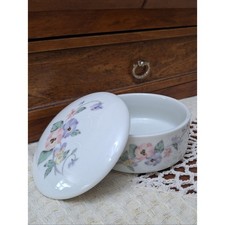 Vintage Russ Berrie Porcelain Trinket Dish Japan 80s Pastel Pansy Floral 4932 picture