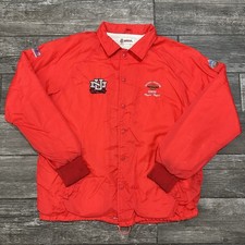 VTG 1990 UNLV RUNNIN REBELS NATIONAL CHAMPS BASKETBALL RED JACKET WINDBREAKER L picture