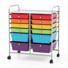 Costway 12 Drawer Rolling Cart Storage Paper Office School Organizer Multicolor picture