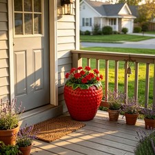 Strawberry Shape Planter Pot Cute Fruit Flower Vase Outdoor Garden Planter Decor picture