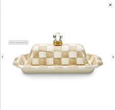 MACKENZIE CHILDS Mocha Check Butter Box NEW picture