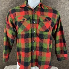 Vintage 40s 50s Chill Chaser Jacket Shirt L Wool Flannel Red Green Plaid R1 picture