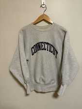 Vintage 80s Champion Reverse Weave Warmup Connecticut Sweatshirt Size Medium USA picture