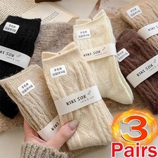 3 Pairs Japanese Cashmere Wool Socks for Women | Warm Winter Cozy Soft Crew Sock picture
