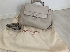 Salvatore Ferragamo Sophia Bag Gray Leather Two-Way From Japan picture