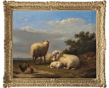 Hand Painted Classical Oil Painting Sheep Lamb Ducks Animal Art Vintage style picture
