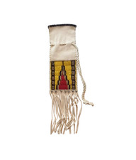Handmade Lakota Sioux Western Native American Beaded Tobacco bag Hide Pipe bag picture