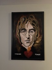 John Lennon On Canvas By William Stidham, Sacred Heart Series Signed picture