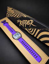 Nixon The Ripper Digital Quartz Watch 100m Purple Strap Silver Case, Box picture
