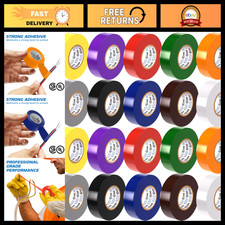 Professional Vinyl Electrical Tape 20 Pack - Multicolored, 7 Mil Thick, Flame-Re picture