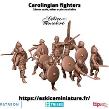 Eskice Miniature Medieval Dark Age Carolingian Infantry Fighters 10 Figures 28mm picture