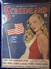 1942 July SCREENLAND MAGAZINE - Veronica Lake Patriotic Cover Vintage GOOD See picture