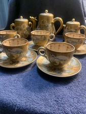 Antique Meiji Hand Painted Satsuma Dragon Tea Set with 5 Cups and Saucers picture